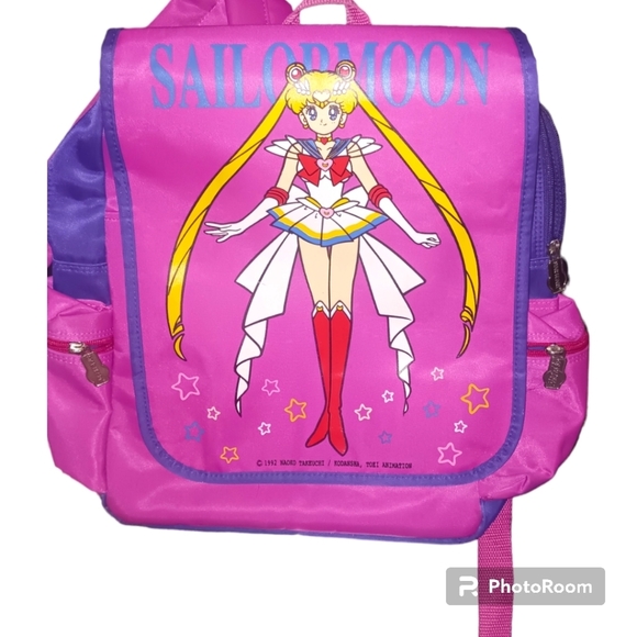 Sailor Moon Star Heart 1992 Vintage Backpack Made in Korea 14 x 13 x 4.5 - Picture 1 of 4